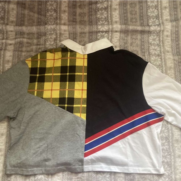 NIKE WOMEN SPORTSWEAR LONG SLEEVE POLO TOP CROP SWEATSHIRT MULTI Large - Picture 5 of 7